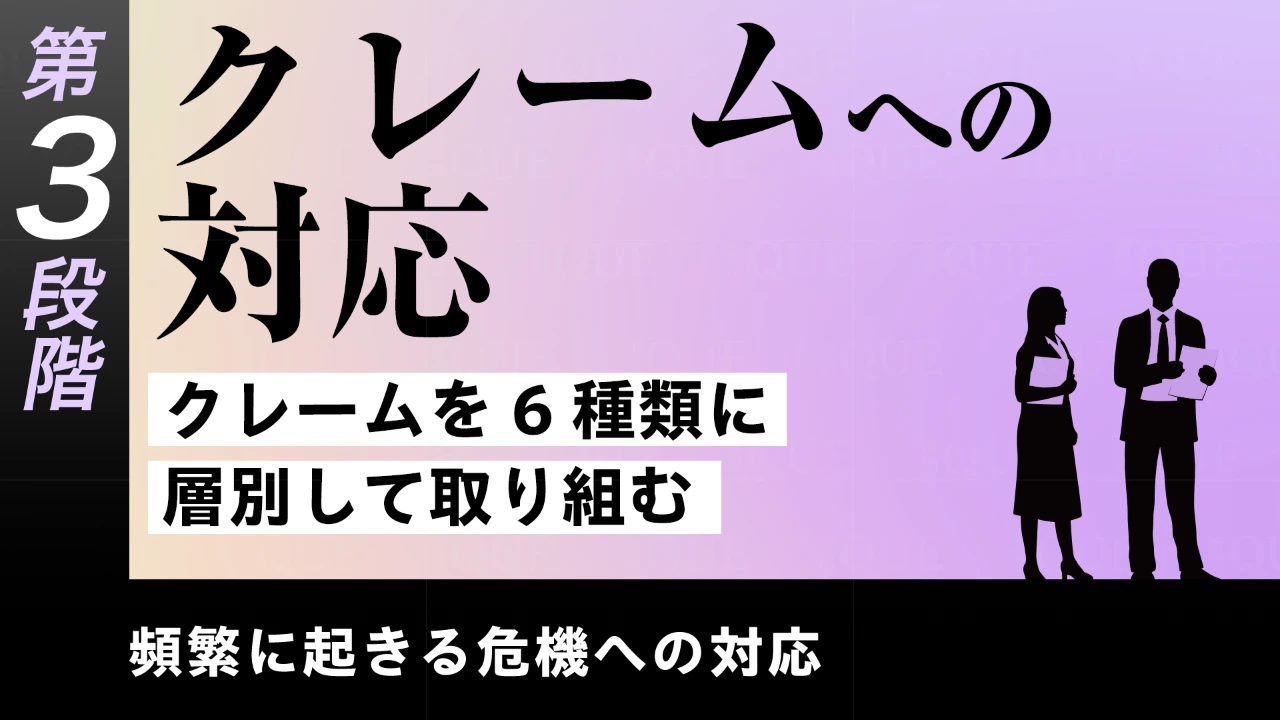 
<span>【第16回】第3段階【即戦力の習得】頻繁に起きる危機への対応　クレームへの対応――クレームを6種類に層別して取り組む</span>
