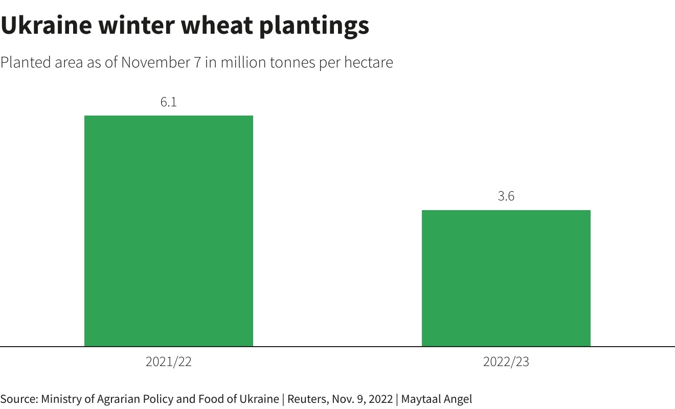 
<span>【Analysis】ウクライナの小麦作付け大幅減、世界的な価格高騰は続く見通し</span>
